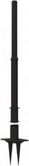 Banner Stakes - 22 to 42" High, 2-3/8" Pole Diam, Stanchion - 9" Base Diam, Removable Spike Nylon Base, Black Plastic Post, For Outdoor Use - Exact Tooling