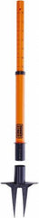 Banner Stakes - 22 to 42" High, 2-3/8" Pole Diam, Stanchion - 9" Base Diam, Removable Spike Nylon Base, Orange Plastic Post, For Outdoor Use - Exact Tooling