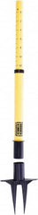 Banner Stakes - 22 to 42" High, 2-3/8" Pole Diam, Stanchion - 9" Base Diam, Removable Spike Nylon Base, Yellow Plastic Post, For Outdoor Use - Exact Tooling