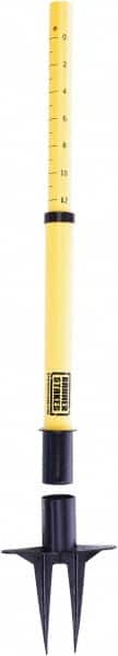 Banner Stakes - 22 to 42" High, 2-3/8" Pole Diam, Stanchion - 9" Base Diam, Removable Spike Nylon Base, Yellow Plastic Post, For Outdoor Use - Exact Tooling