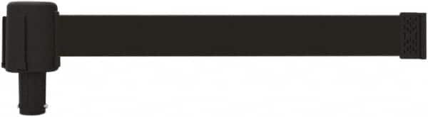 Banner Stakes - 6.61" High x 15' Long x 2-1/2" Wide Retractable Barrier Belt - Plastic & Polyester, Matte Finish, Black, Use with Banner Stakes Plus Stanchion, Banner Stakes Plus Base - Exact Tooling