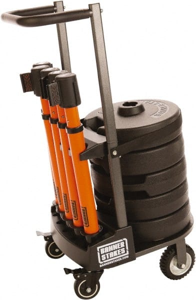 Banner Stakes - 42.32" High x 31" Long x 17" Wide Barrier - Metal, Uncoated, Orange, Use with Banner Stakes Plus Stanchion, Banner Stakes Plus Banner Head, Banner Stakes Plus Base - Exact Tooling