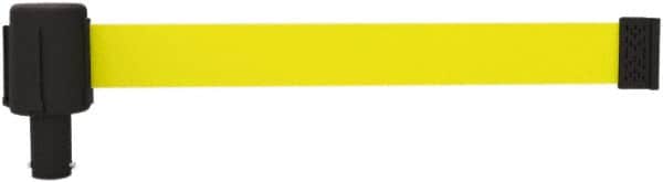 Banner Stakes - 6.61" High x 15' Long x 2-1/2" Wide Retractable Barrier Belt - Plastic & Polyester, Matte Finish, Yellow, Use with Banner Stakes Plus Stanchion, Banner Stakes Plus Base - Exact Tooling