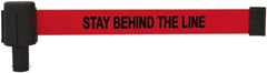 Banner Stakes - 6.61" High x 15' Long x 2-1/2" Wide Retractable Barrier Belt - Plastic & Polyester, Matte Finish, Red, Use with Banner Stakes Plus Stanchion, Banner Stakes Plus Base - Exact Tooling