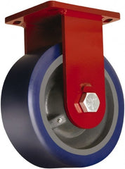 Hamilton - 10" Diam x 4" Wide x 12-1/2" OAH Top Plate Mount Rigid Caster - Polyurethane Mold on Forged Steel, 5,000 Lb Capacity, Tapered Roller Bearing, 6-1/2 x 7-1/2" Plate - Exact Tooling