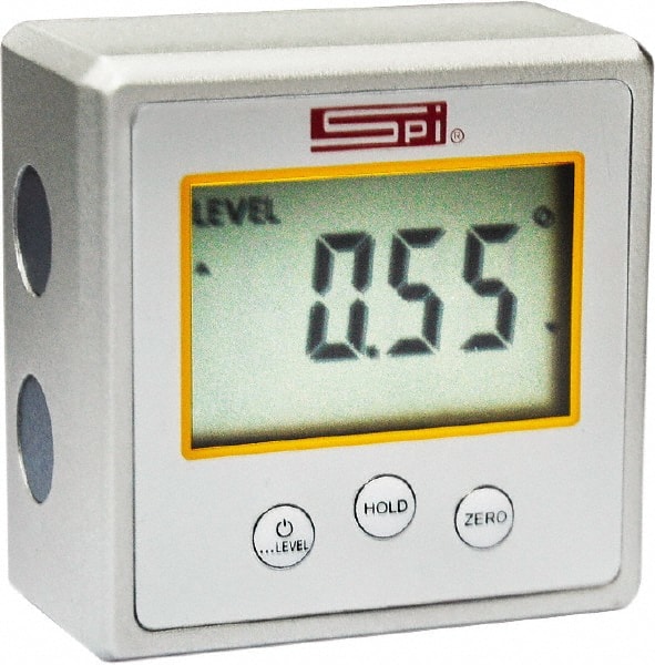 SPI - 0 to 90° Measuring Range, Magnetic Base Digital Protractor - 0.05° Resolution, Accurate to 0.2°, 9V Battery Included - Exact Tooling