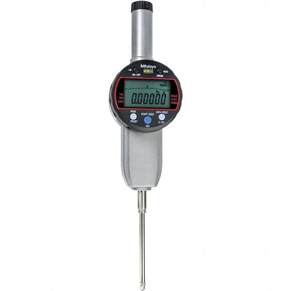 Mitutoyo - 0 to 2" Range, 0.001mm Graduation, Electronic Drop Indicator - Flat Back, Accurate to 0.00025", Inch & Metric System, LCD Display - Exact Tooling