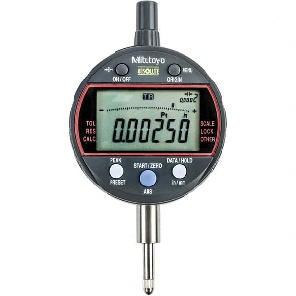 Mitutoyo - 0 to 1/2" Range, 0.001mm Graduation, Electronic Drop Indicator - Flat Back, Accurate to 0.0001", Inch & Metric System, LCD Display - Exact Tooling