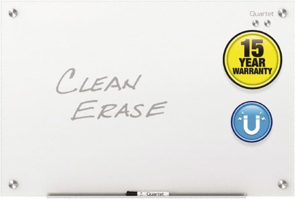 Quartet - 48" High x 72" Wide Magnetic Dry Erase Board - Glass, Includes Dry-Erase Marker, (2) Rare-Earth Magnets & Mounting Kit - Exact Tooling