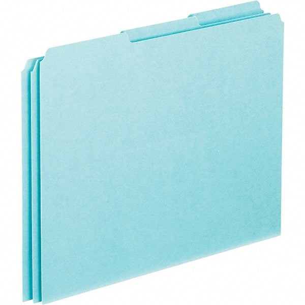 Pendaflex - 8-1/2 x 11" 100 Tabs, Unpunched, Blank Top Tab File Guides - Blue - Exact Tooling