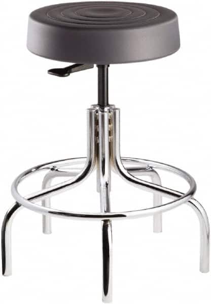Bevco - 14 Inch Wide x 14-1/2 Inch Deep x 30 Inch High, Tubular Chrome Base, Adjustable Height Swivel Stool - Polyurethane Seat, Graphite - Exact Tooling