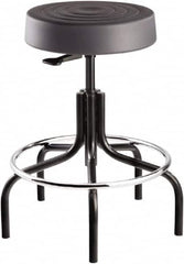 Bevco - 14 Inch Wide x 14-1/2 Inch Deep x 30 Inch High, Tubular Steel Base, Adjustable Height Swivel Stool - Polyurethane Seat, Graphite - Exact Tooling