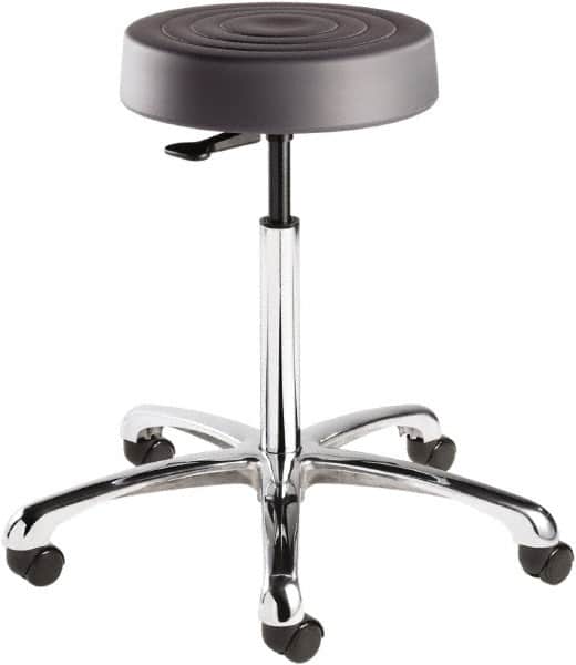 Bevco - 14 Inch Wide x 14-1/2 Inch Deep x 33 Inch High, Polished Aluminum Base, Adjustable Height Swivel Stool - Polyurethane Seat, Graphite - Exact Tooling
