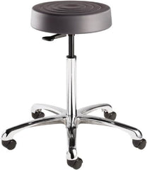 Bevco - 14 Inch Wide x 14-1/2 Inch Deep x 33 Inch High, Polished Aluminum Base, Adjustable Height Swivel Stool - Polyurethane Seat, Graphite - Exact Tooling