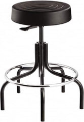 Bevco - 14 Inch Wide x 14-1/2 Inch Deep x 25 Inch High, Tubular Steel Base, Adjustable Height Swivel Stool - Polyurethane Seat, Black - Exact Tooling