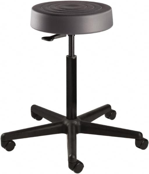 Bevco - 14 Inch Wide x 14-1/2 Inch Deep x 34 Inch High, Reinforced Black Nylon Base, Adjustable Height Swivel Stool - Polyurethane Seat, Graphite - Exact Tooling