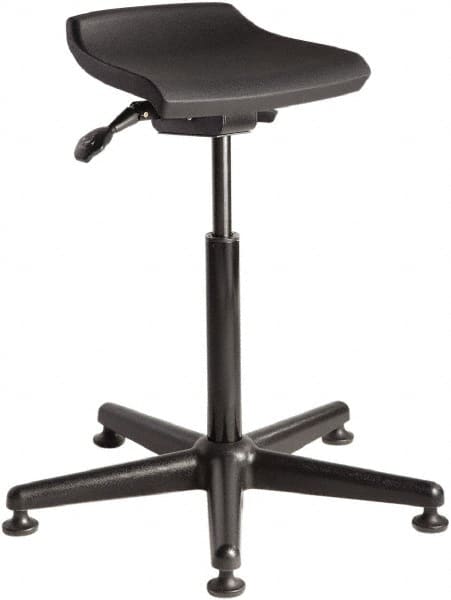 Bevco - 14 Inch Wide x 14 Inch Deep x 32 Inch High, Reinforced Black Nylon Base, Adjustable Height Swivel Stool - Polyurethane Seat, Black - Exact Tooling