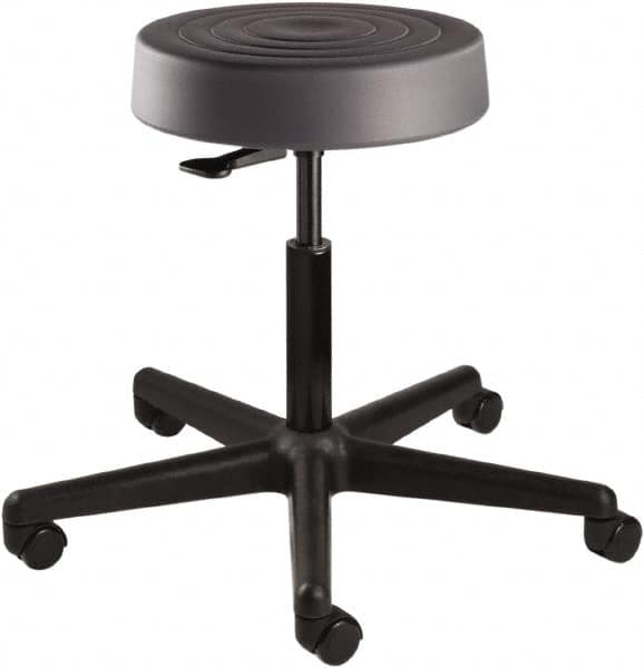 Bevco - 14 Inch Wide x 14-1/2 Inch Deep x 22-1/2 Inch High, Reinforced Black Nylon Base, Adjustable Height Swivel Stool - Polyurethane Seat, Graphite - Exact Tooling