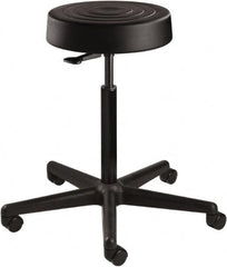 Bevco - 14 Inch Wide x 14-1/2 Inch Deep x 28-1/4 Inch High, Reinforced Black Nylon Base, Adjustable Height Swivel Stool - Polyurethane Seat, Black - Exact Tooling