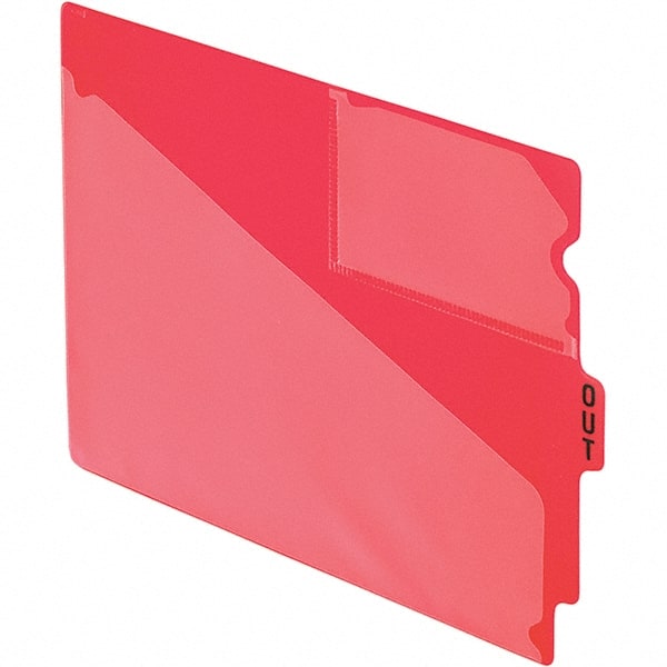 Pendaflex - 8-1/2 x 11" 50 Tabs, Unpunched, End Tab Out Guides with Pockets - Red - Exact Tooling
