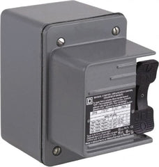 Square D - 2 Poles, 16 Amp, NEMA, Enclosed Toggle Manual Motor Starter - 1 hp at 115 VAC, 1 hp at 230 VAC, 1 hp at 277 VAC, 3/4 hp at 115 VDC & 3/4 hp at 230 VDC, CE, CSA, NEMA 4 & UL Listed - Exact Tooling