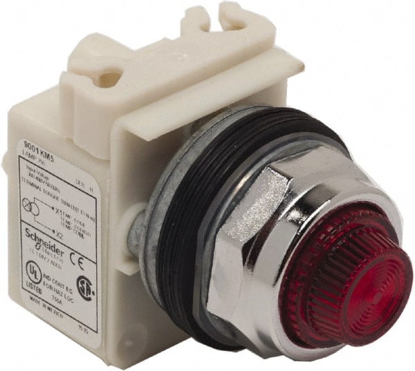 Schneider Electric - 480 VAC Red Lens Indicating Light - Screw Clamp Connector - Exact Tooling