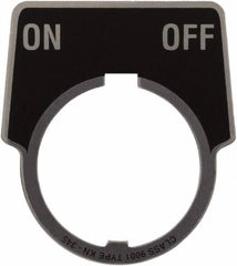 Schneider Electric - Aluminum Legend Plate - On-Off - Black Background, 30mm Hole Diameter, 1-3/4 Inch Wide - Exact Tooling