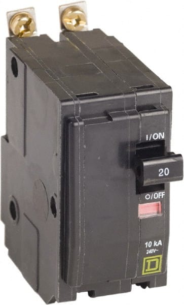 Square D - 20 Amp, 240 VAC, 2 Pole, Bolt On Miniature Circuit Breaker - 14-8 AWG - Exact Tooling
