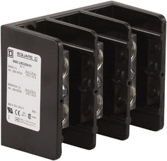 Square D - 3 Poles, 255 (Copper) Amp, Phenolic Power Distribution Block - 600 VAC, 1 Primary Connection - Exact Tooling