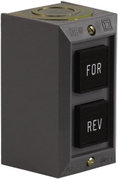 Schneider Electric - 2 Operator, Projecting Pushbutton Control Station - Forward, Reverse (Legend), Momentary Switch, 2NO Contact, NEMA 1 - Exact Tooling