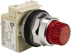 Schneider Electric - 1.18 Inch Mount Hole, Extended Straight, Pushbutton Switch Only - Round, Red Pushbutton, Illuminated, Momentary (MO), Weatherproof, Dust and Oil Resistant - Exact Tooling