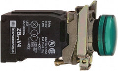 Schneider Electric - 110-120 VAC at 50/60 Hz Green Lens Incandescent Pilot Light - Round Lens, Screw Clamp Connector, 30mm Wide, Vibration Resistant, Water Resistant - Exact Tooling