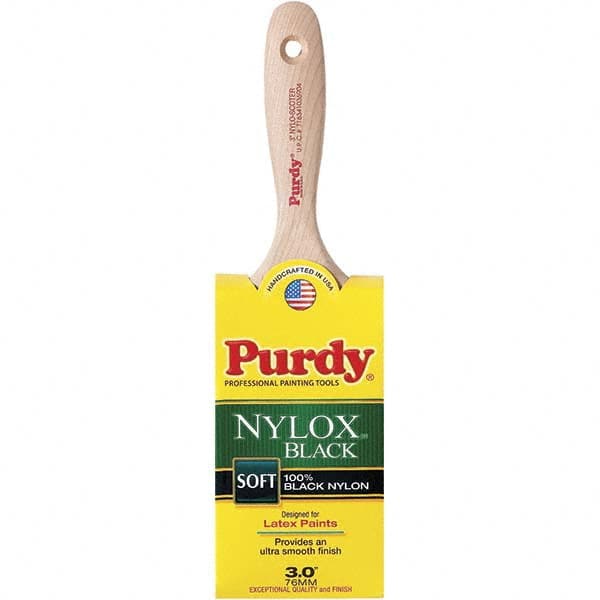 Purdy - 3" Flat Synthetic Wall Brush - 3-7/16" Bristle Length, 3-7/16" Wood Flat Handle - Exact Tooling