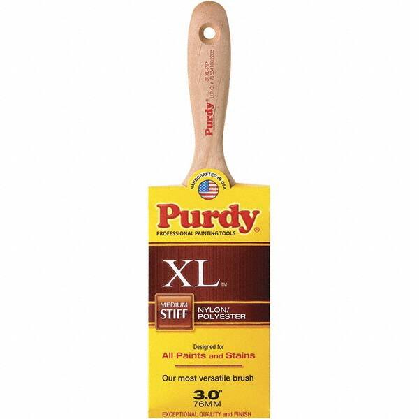 Purdy - 3" Flat Synthetic Wall Brush - 3-11/16" Bristle Length, 3-11/16" Wood Beavertail Handle - Exact Tooling