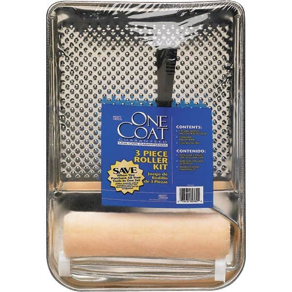 Bestt-Liebco - 12" Long, 3/8" Nap, Mini Roller Kit - 9" Wide, Metal Frame, Includes Paint Tray, Roller Cover & Frame - Exact Tooling