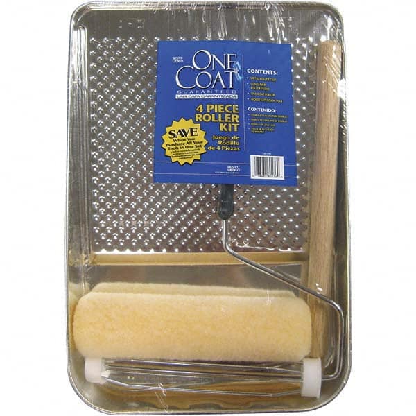 Bestt-Liebco - 12" Long, 3/8" Nap, Mini Roller Kit - 9" Wide, Metal Frame, Includes Paint Tray, Roller Cover & Frame - Exact Tooling