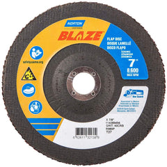 Norton - 7" 40 Grit 7/8" Center Hole Type 27 Ceramic Alumina Flap Disc - Exact Tooling