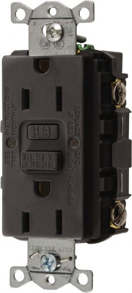 Hubbell Wiring Device-Kellems - 1 Phase, 5-15R NEMA, 125 VAC, 15 Amp, GFCI Receptacle - 2 Pole, Back and Side Wiring, Commercial Grade - Exact Tooling
