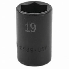SK - Impact Socket - 3/8"DR 6PT 19MM SEMI-DEEP IMPACT SOCKET - Exact Tooling