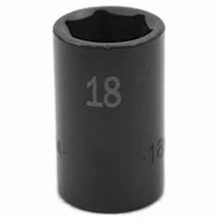 SK - Impact Socket - 3/8"DR 6PT 18MM SEMI-DEEP IMPACT SOCKET - Exact Tooling