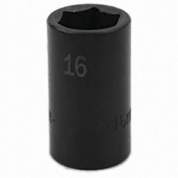 SK - Impact Socket - 3/8"DR 6PT 16MM SEMI-DEEP IMPACT SOCKET - Exact Tooling