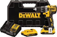 DeWALT - 20 Volt 1/2" Chuck Mid-Handle Cordless Drill - 0-500 & 0-2000 RPM, Keyless Chuck, Reversible, 2 Lithium-Ion Batteries Included - Exact Tooling