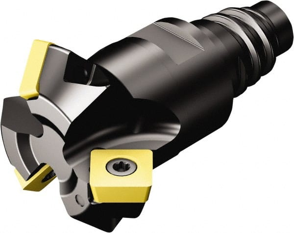 Sandvik Coromant - 20.5mm Cut Diam, 19.3mm Arbor Hole, 5.47mm Max Depth of Cut, 45° Indexable Chamfer & Angle Face Mill - 3 Inserts, 495-09T3M-XL Insert, Right Hand Cut, Through Coolant, Series CoroMill 495 - Exact Tooling