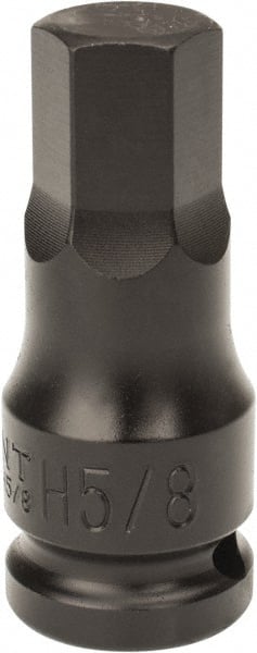 Paramount - 1/2" Drive, 5/8" Impact Hex Bit Socket - 1-7/16" Bit Length, 2-1/4" OAL - Exact Tooling