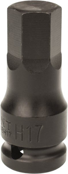 Paramount - 1/2" Drive, 17mm Impact Hex Bit Socket - 1-7/16" Bit Length, 2-5/16" OAL - Exact Tooling