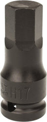 Paramount - 1/2" Drive, 17mm Impact Hex Bit Socket - 1-7/16" Bit Length, 2-5/16" OAL - Exact Tooling