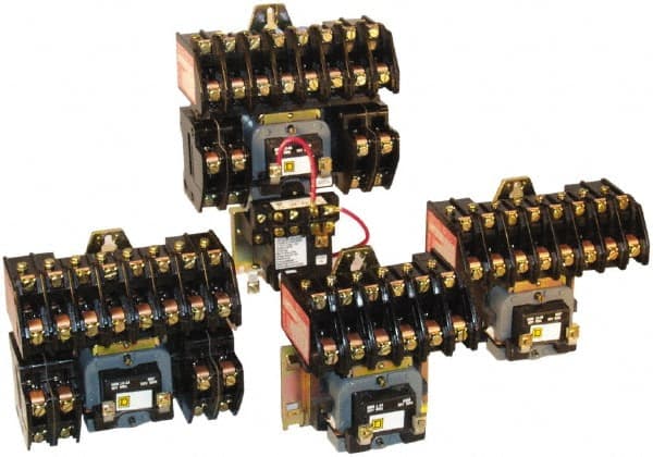 Square D - No Enclosure, 4 Pole, Electrically Held Lighting Contactor - 20 A (Tungsten), 30 A (Fluorescent), 110 VAC at 50 Hz, 120 VAC at 60 Hz, 4NC Contact Configuration - Exact Tooling