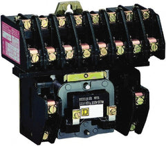 Square D - No Enclosure, 10 Pole, Electrically Held Lighting Contactor - 20 A (Tungsten), 30 A (Fluorescent), 220 VAC at 50 Hz, 240 VAC at 60 Hz, 10NO Contact Configuration - Exact Tooling