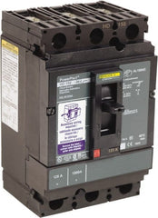 Square D - 125 Amp, 250 VDC, 600 VAC, 3 Pole, Panel Mount Molded Case Circuit Breaker - Thermal Magnetic Trip, 14-3/0 AWG, 87.4mm Deep x 162.6mm High x 104.7mm Wide - Exact Tooling