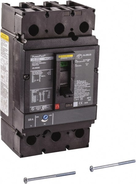 Square D - 225 Amp, 250 VDC, 600 VAC, 3 Pole, Panel Mount Molded Case Circuit Breaker - Thermal Magnetic Trip, Multiple Breaking Capacity Ratings, 3/0 AWG - Exact Tooling